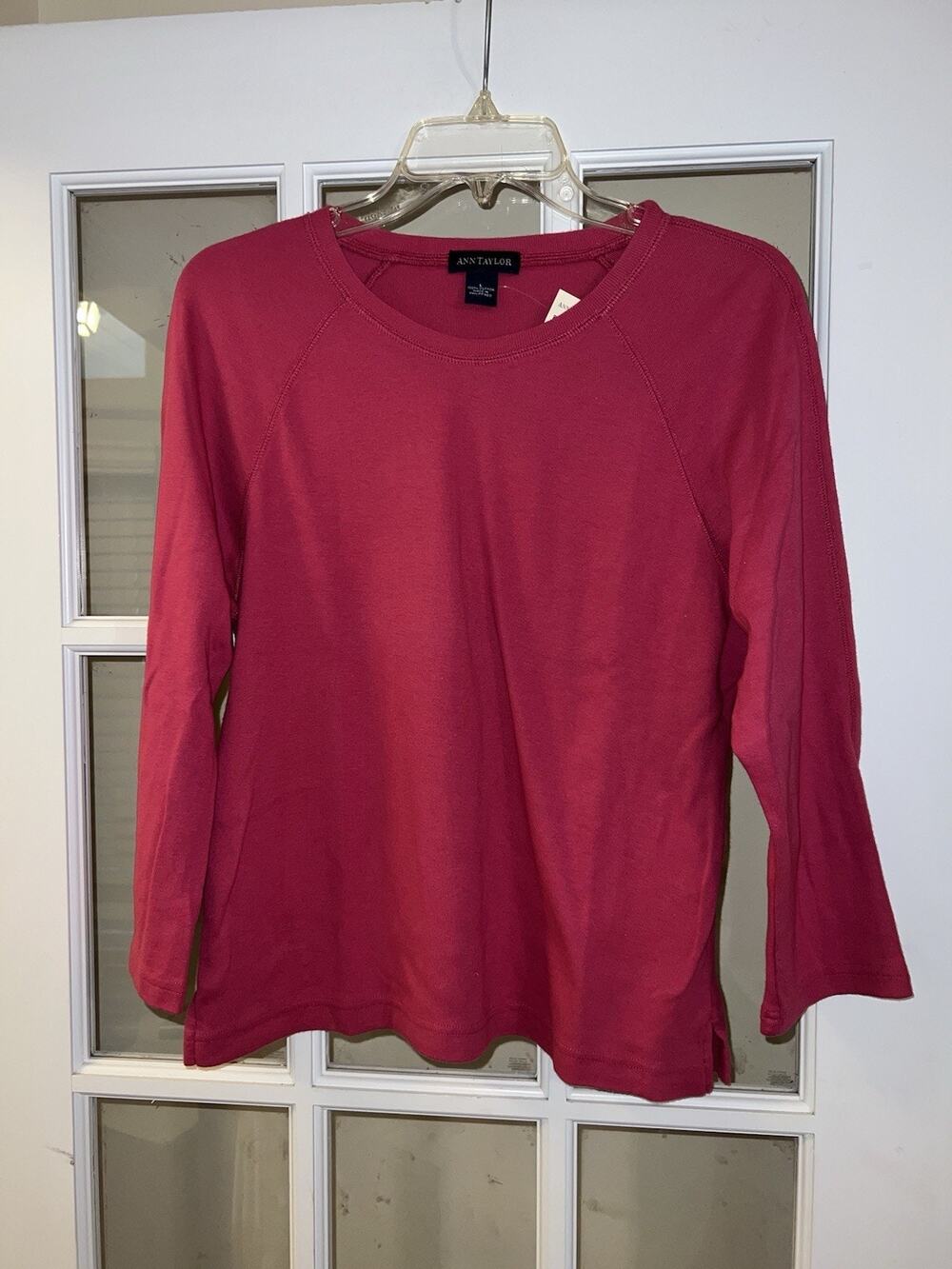 NWT ANN TAYLOR L Sz Large Long Sleeve T-Shirt Pink Comfy Sweater Pullover